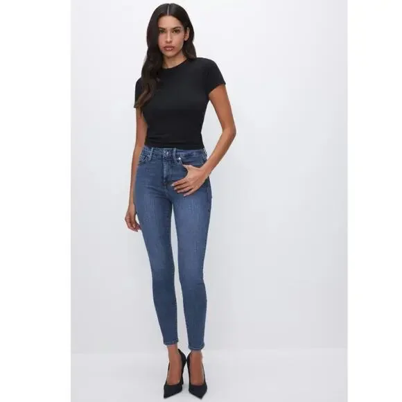 Good American Good Legs Skinny Cropped Ankle Jeans Blue Denim Size 6 Sculpting - Picture 12 of 14